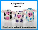 Spotted Cow Needle Felting Kit - Makes 3 Sculptures
