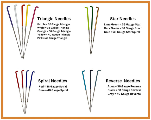 color coded felting needles