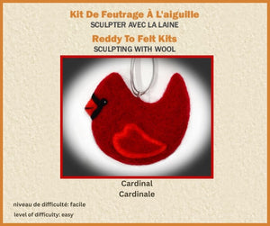 Kit de feutrage à l'aiguille Cardinal - Permet de réaliser 3 ornements