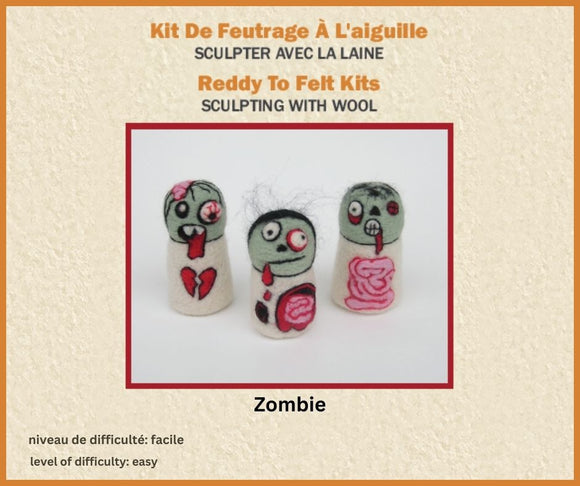 Kit de feutrage à l'aiguille Zombie -  Permet de réaliser 3 sculptures